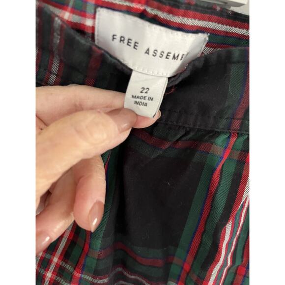 Free Assembly Womens Skirt 22 Long Cotton Plaid Tiered Preppy Western - Picture 2 of 5